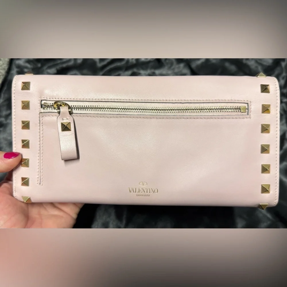 Valentino blush pink rock stud clutch/wristlet